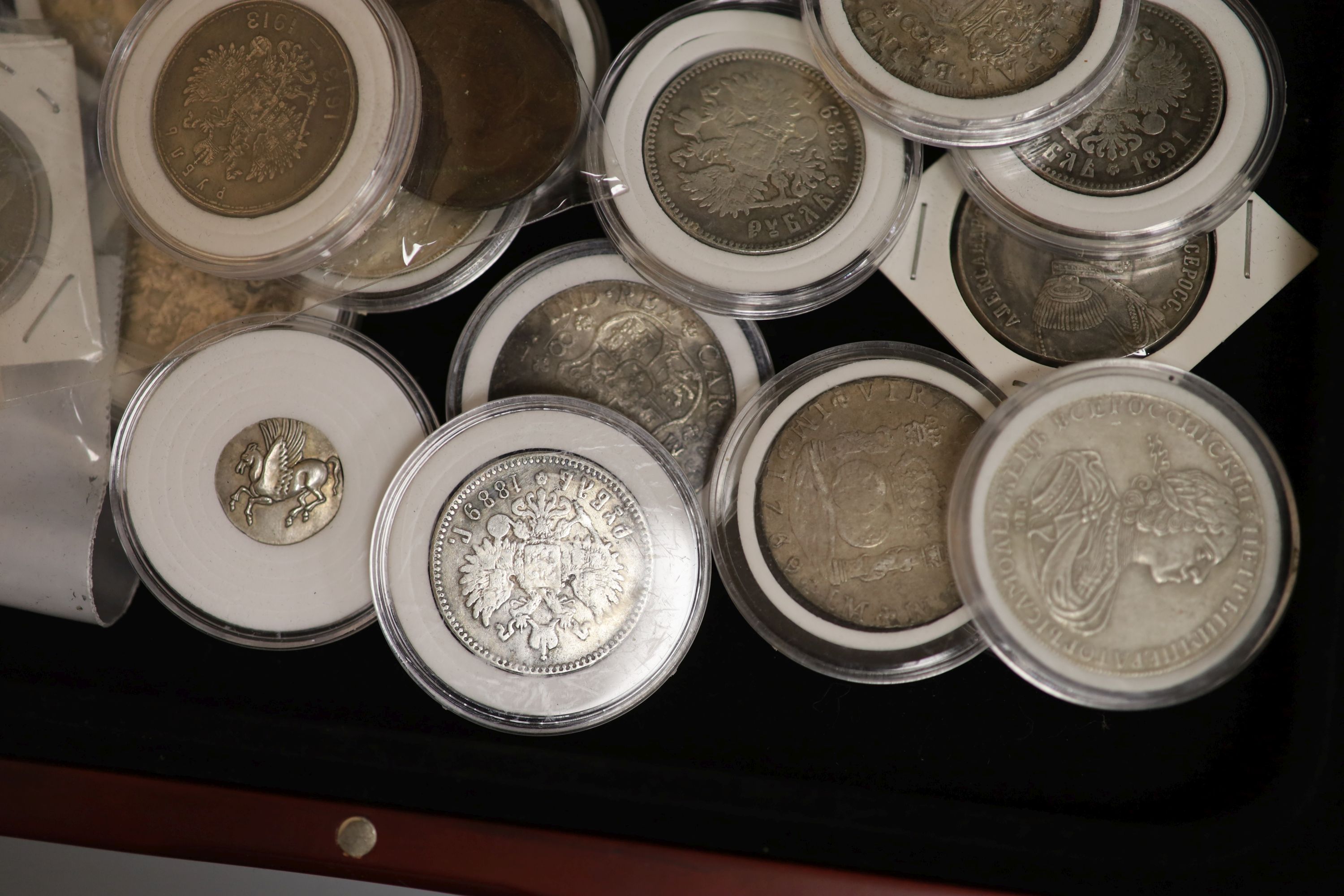A collection of reproduction Russian coins